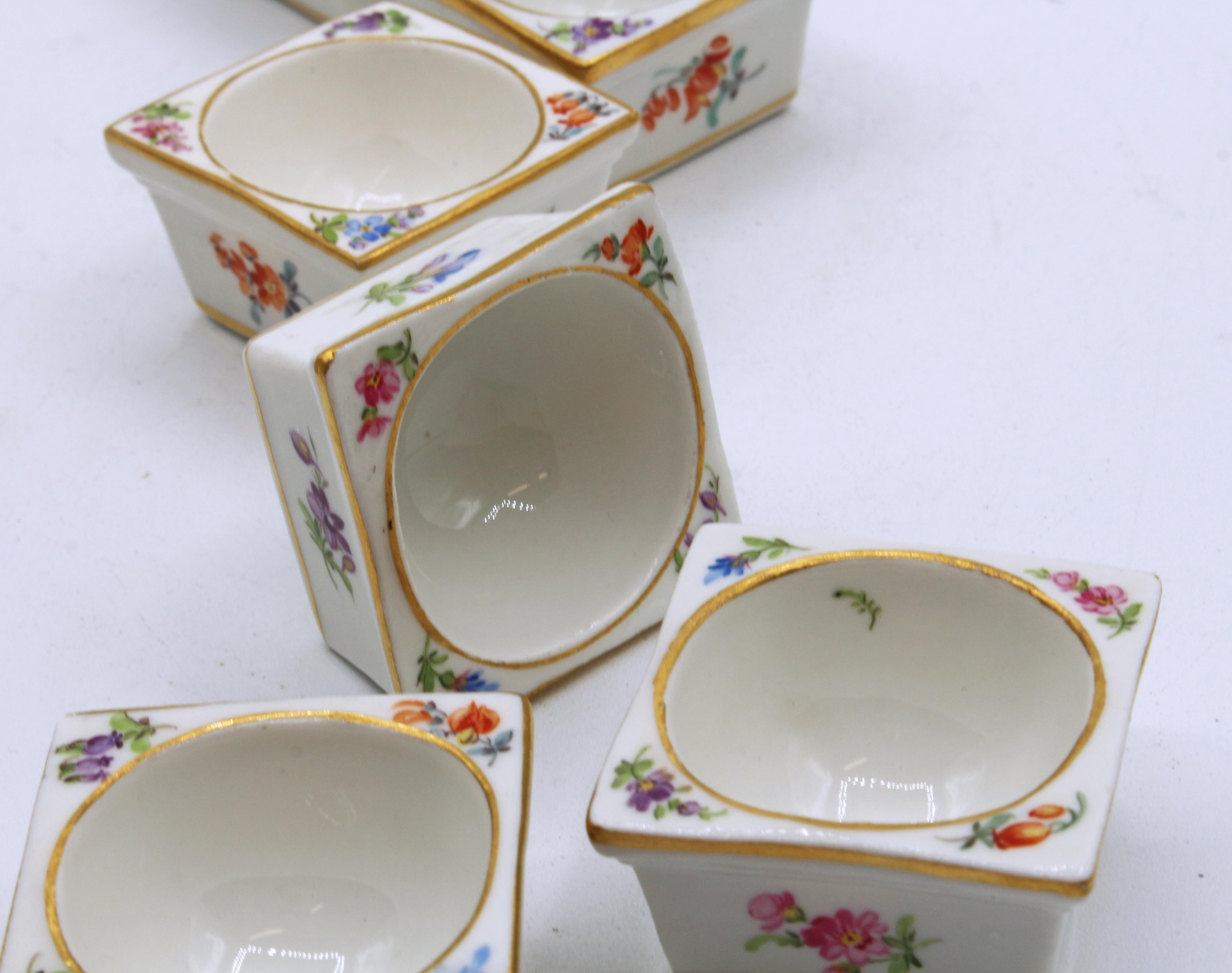 Meissen Square Salt Dips, Set of 6 In Good Condition In Chapel Hill, NC