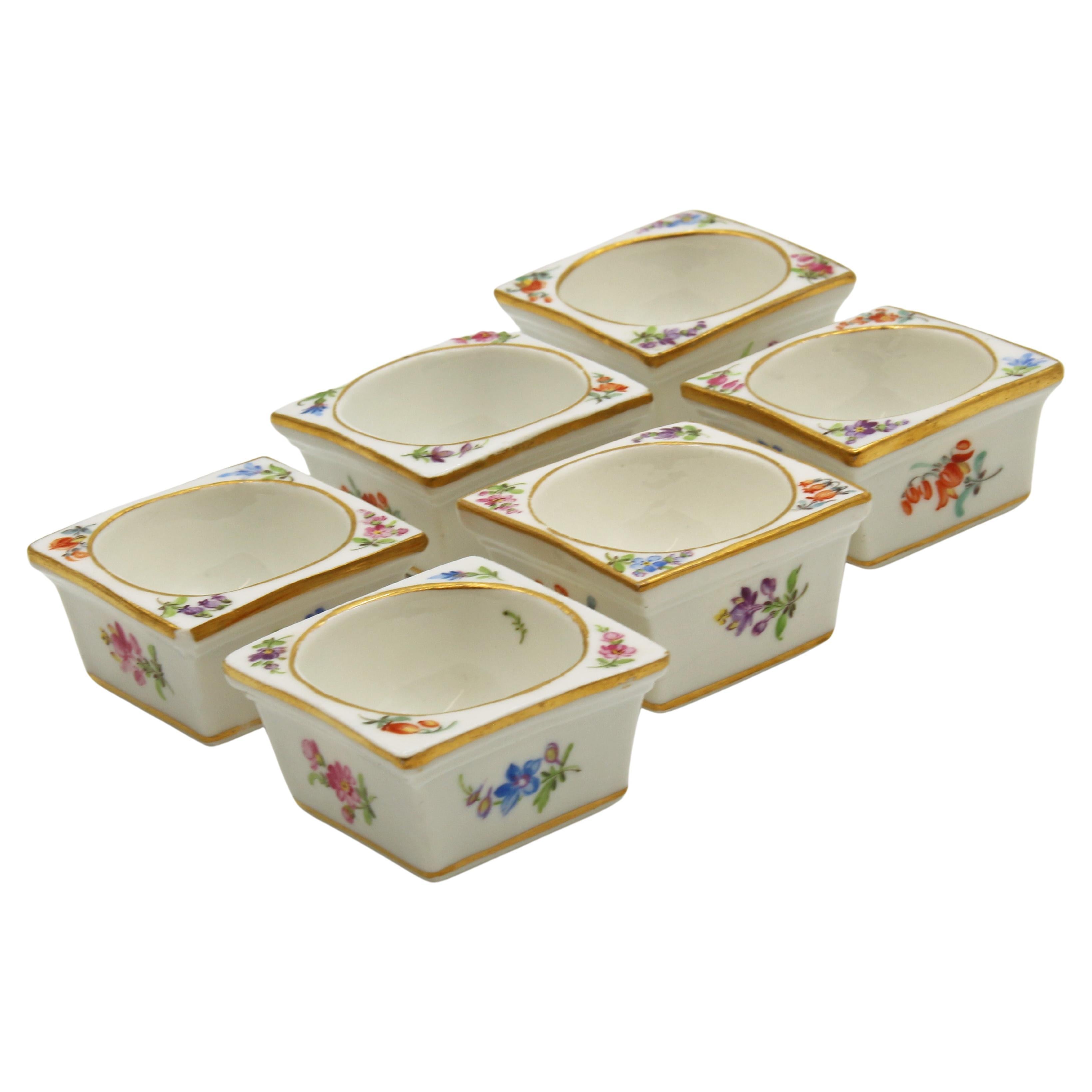 Meissen Square Salt Dips, Set of 6