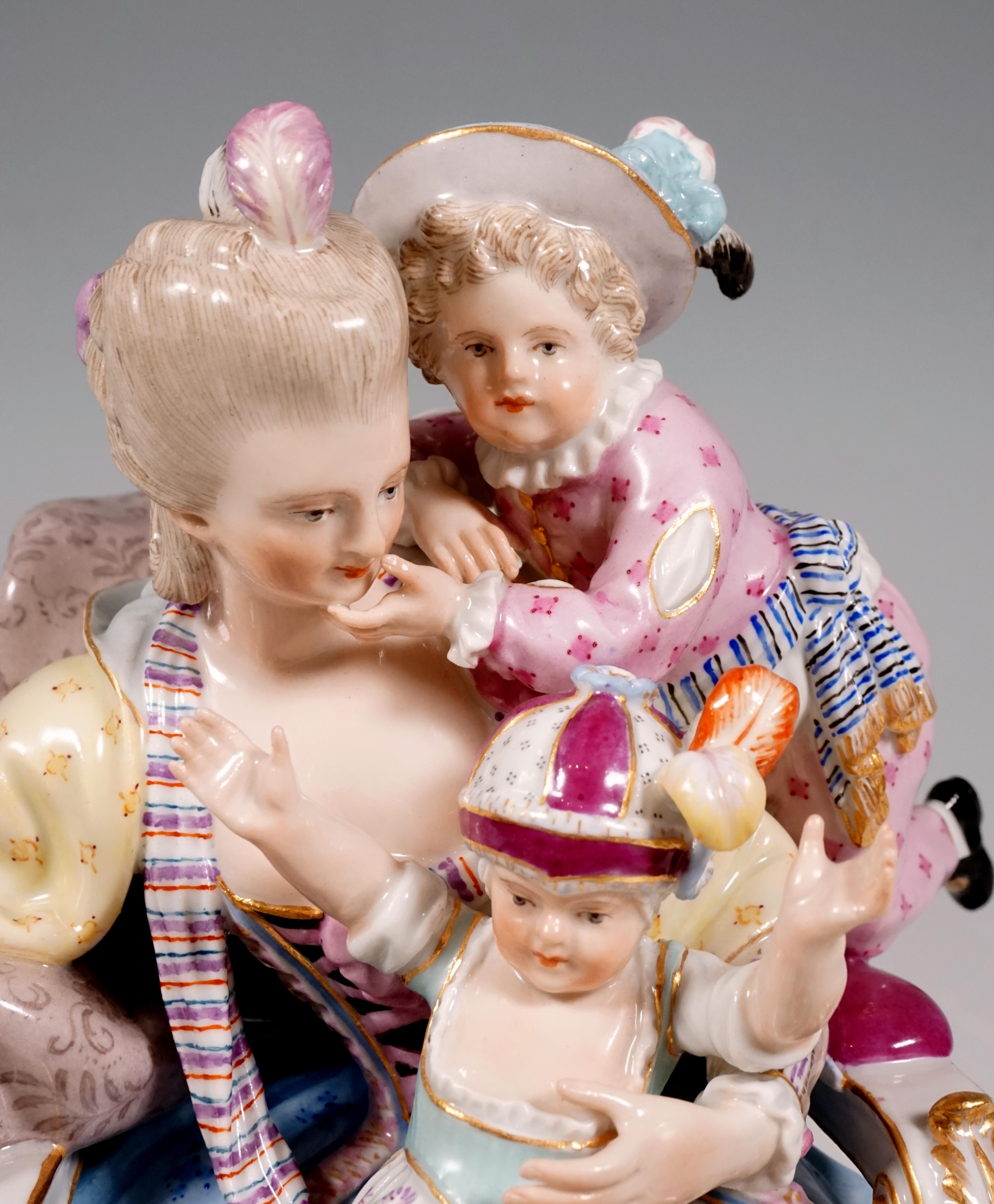 Meissen Stunning Figurine Group The Loving Mother by Michel V. Acier, circa 1870 2