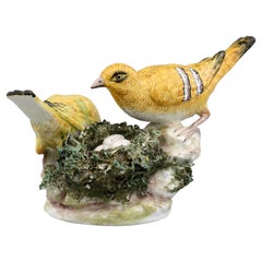 Meissen Style Antique Porcelain Birds and Nest Figure