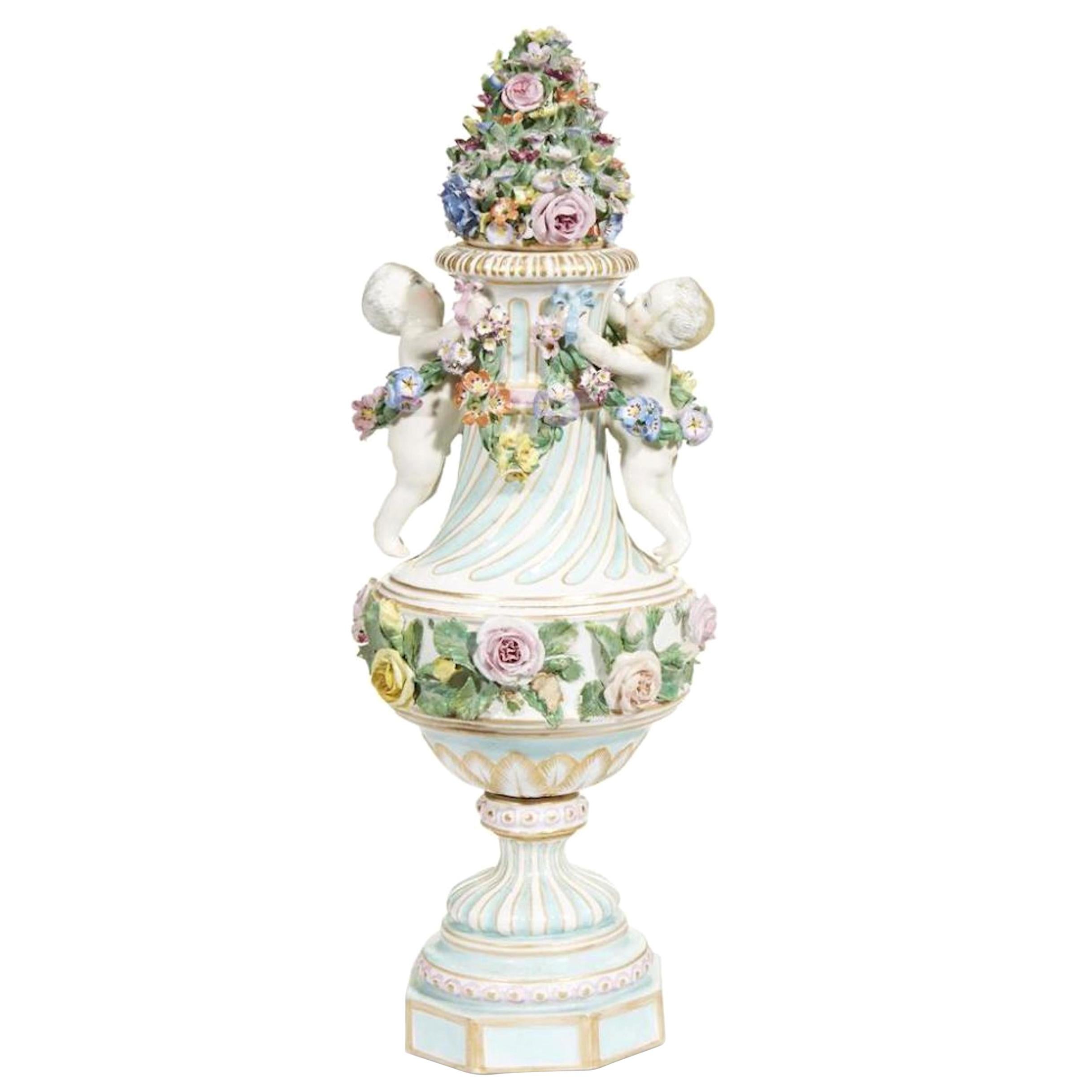 Meissen Style Covered Figural Vase, 1774-1815
