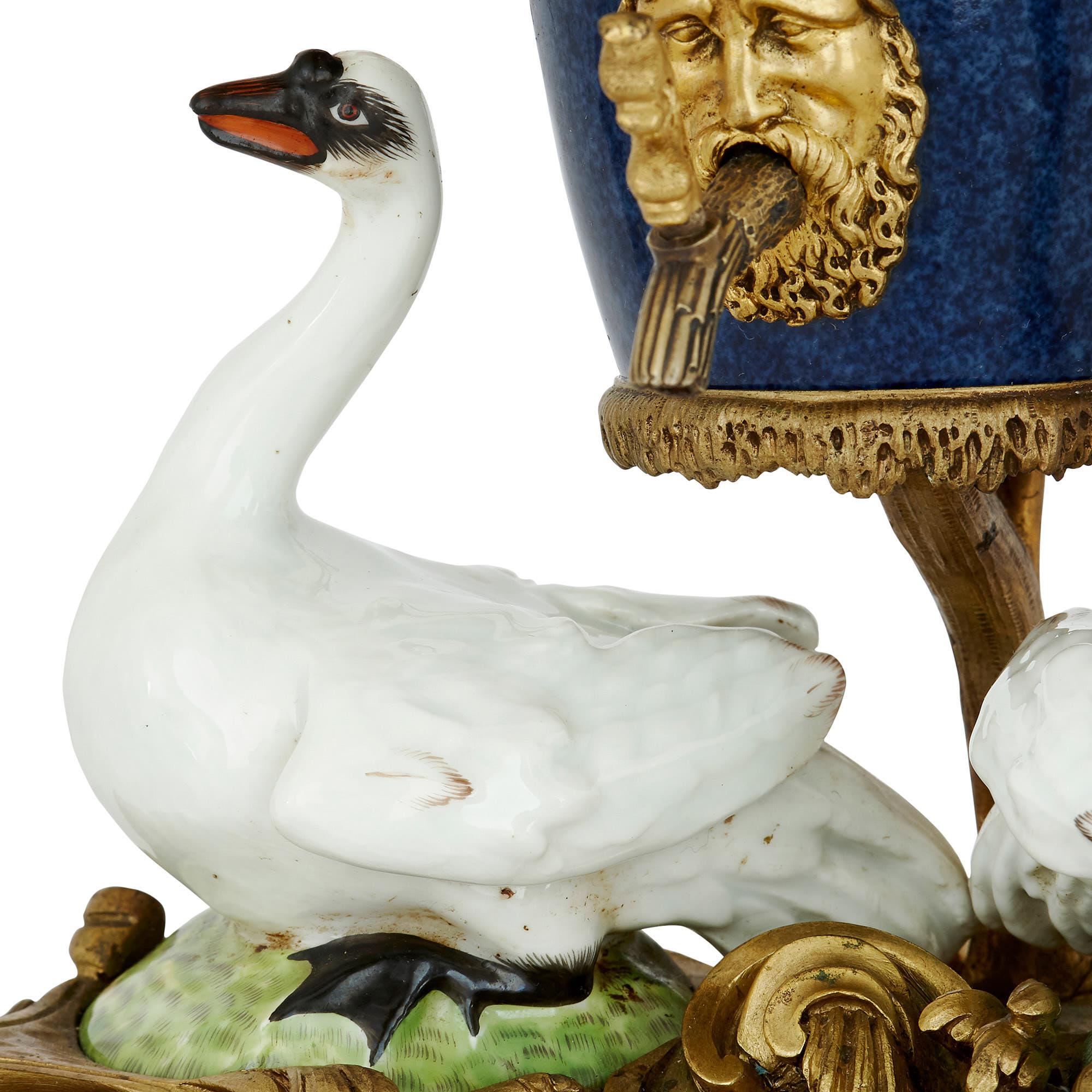 Meissen style porcelain and gilt bronze table fountain by Samson In Good Condition For Sale In London, GB