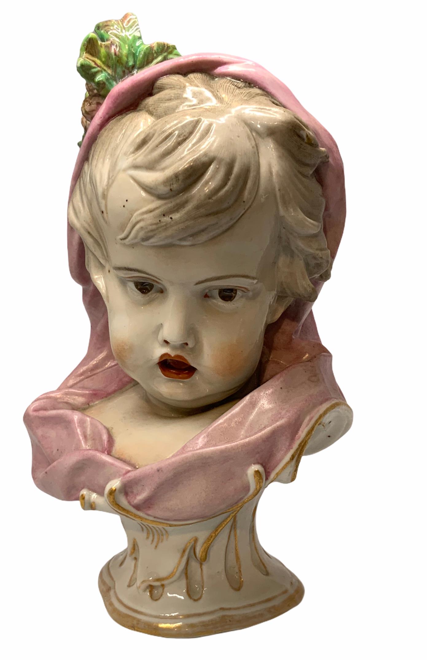 Meissen Style Porcelain Figural Bust Baby Girl Allegorical to the Winter For Sale 3