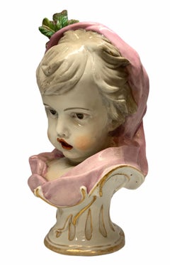Busto figurato in porcellana di Meissen Porcelain con allegoria dell'A. Winter
