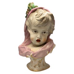 Meissen Style Porcelain Figural Bust Baby Girl Allegorical to the Winter