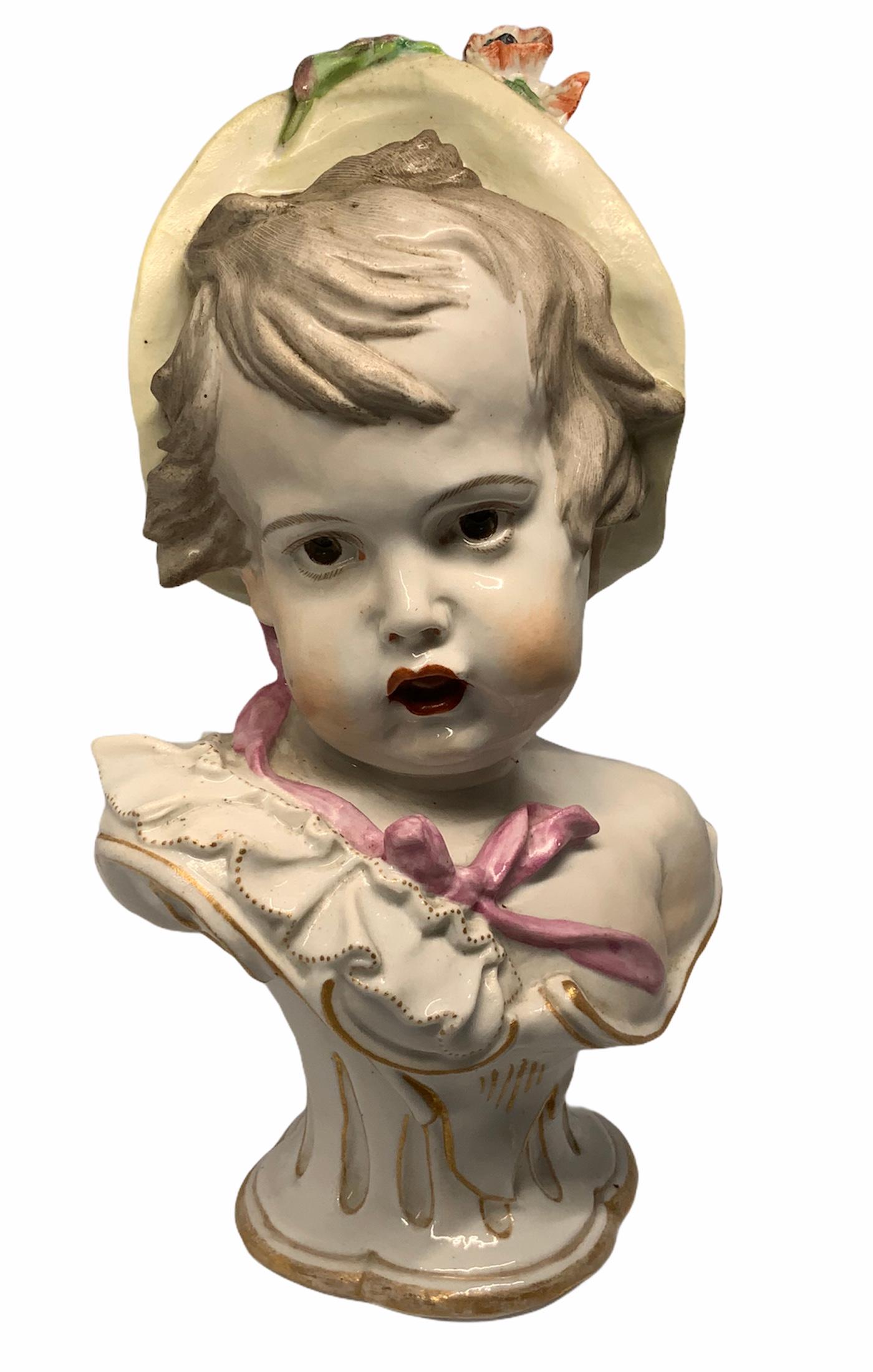 Meissen Style Porcelain Figural Bust of a Baby Girl Allegorical to the Spring For Sale 5