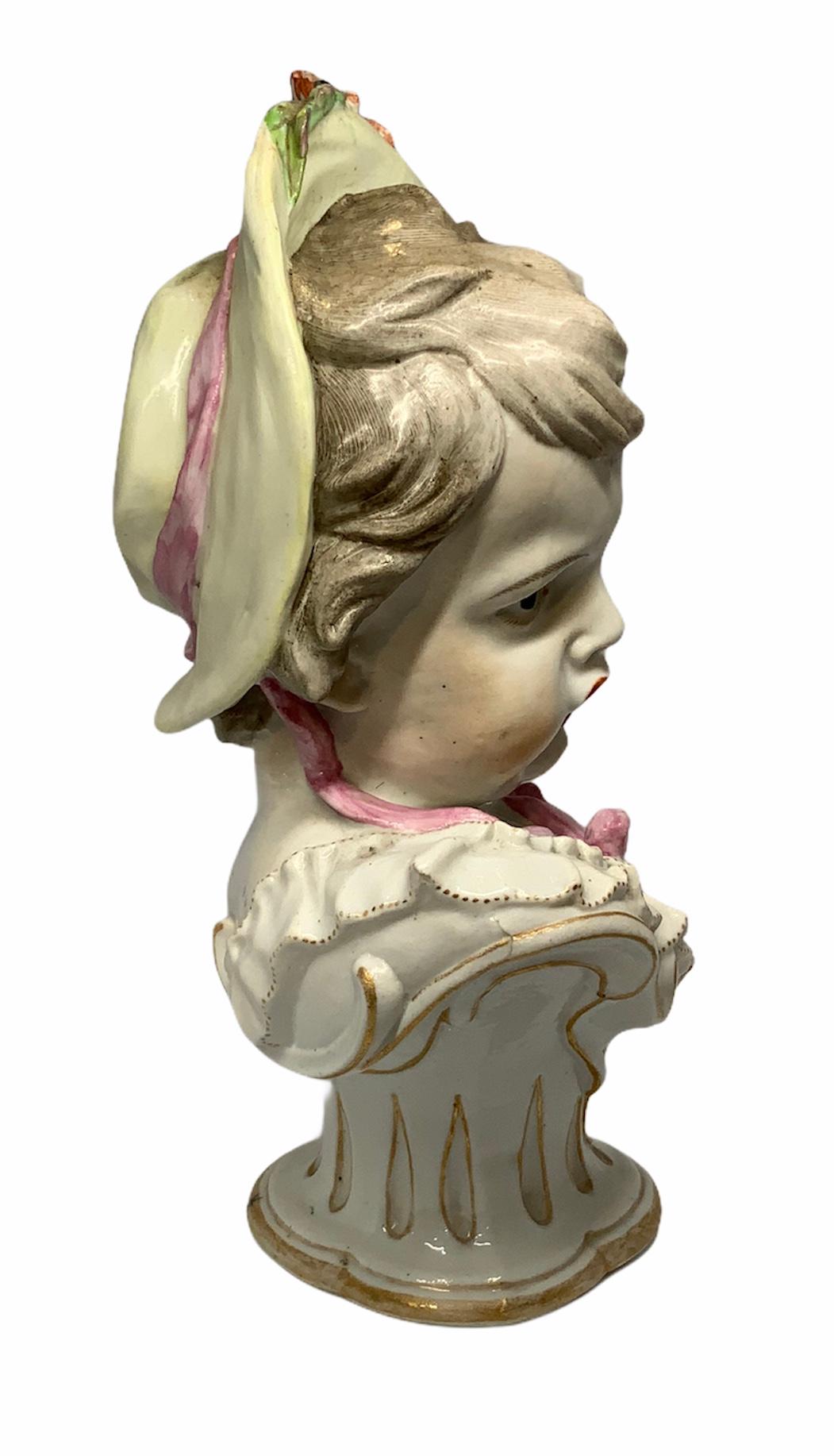 20th Century Meissen Style Porcelain Figural Bust of a Baby Girl Allegorical to the Spring For Sale