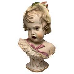 Meissen Style Porcelain Figural Bust of a Baby Girl Allegorical to the Spring
