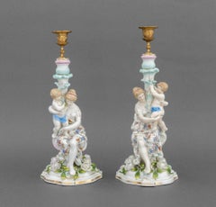 Meissener Porzellan Figurale Kerzenleuchter, Paar