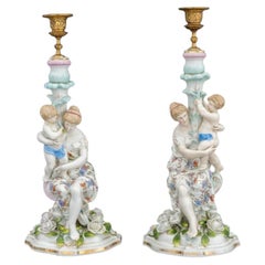 Meissener Porzellan Figurale Kerzenleuchter, Paar