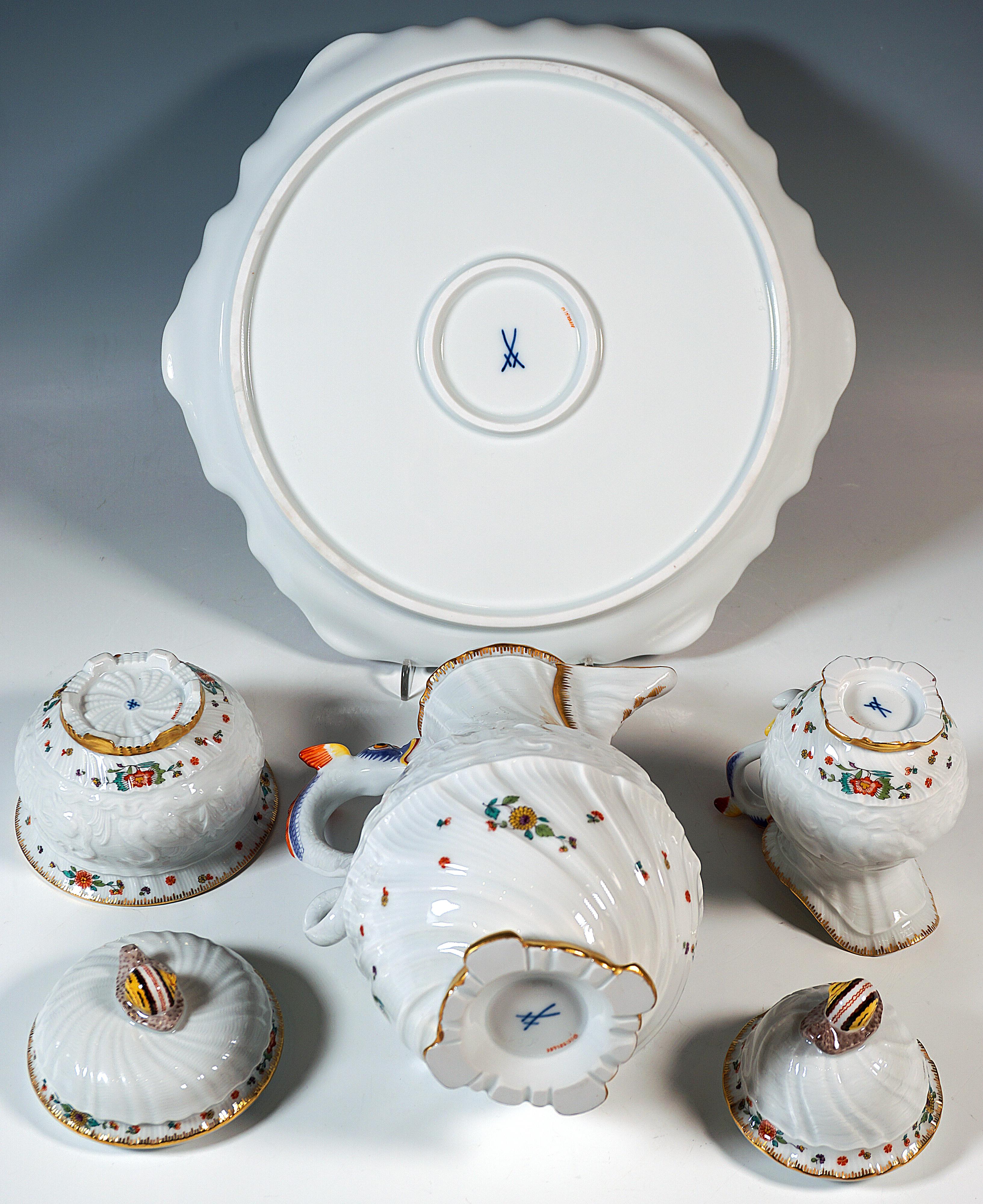 Service à café Meissen pour 6 personnes, avec fleurs indiennes, 20e siècle Bon état - En vente à Vienna, AT