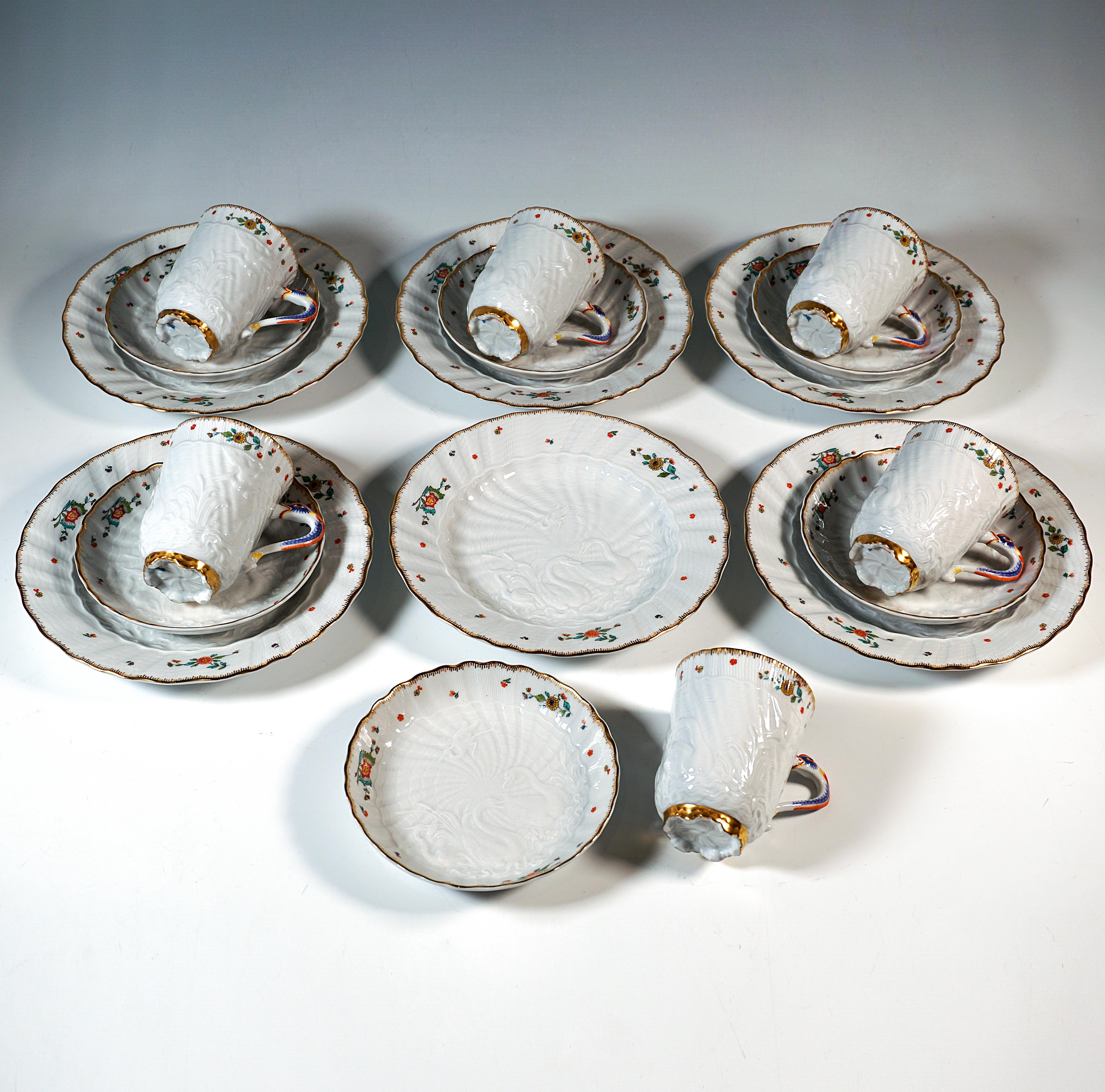 Porcelaine Service à café Meissen pour 6 personnes, avec fleurs indiennes, 20e siècle en vente