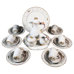 Meissen Swan Service Coffee Set For 6 Persons, With Indian Flowers, 20th Century
