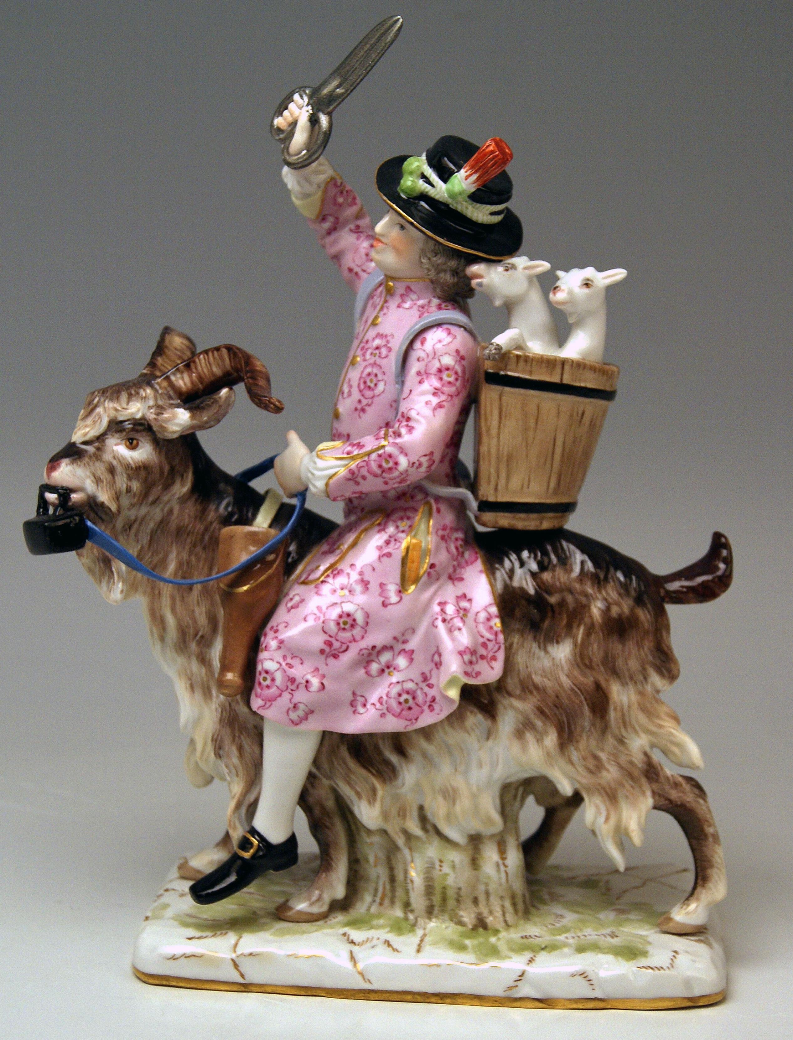 Meissen Tailor & Wife of Tailor on Goat Models 171 155 by Kaendler Eberlein 1860 2