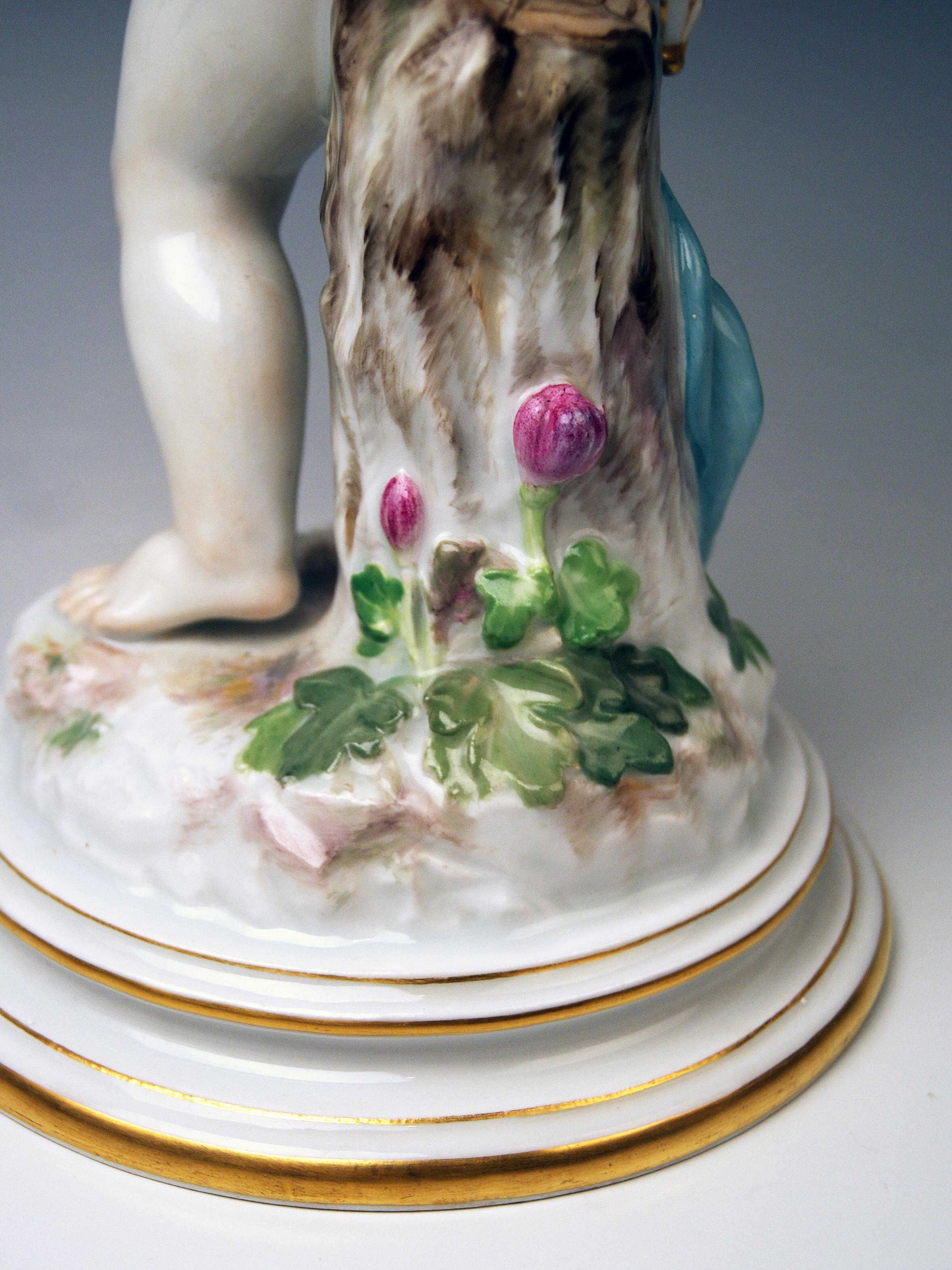 Meissen Tall Cupid Figurine Dove of Peace Love Letter M 115 Johann Pollak 1