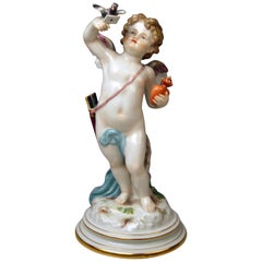 Meissen, Große Amor-Figur, Taube des Friedens, Liebe, Buchstabe M 115 Johann Pollak