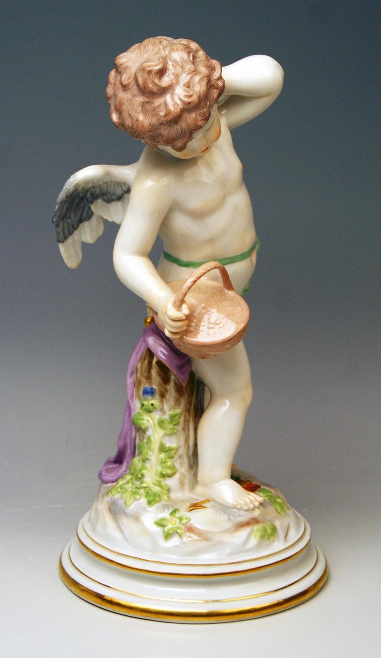 Meissen Tall Cupid Figurine with Basket M Series 113 Heinrich Schwabe