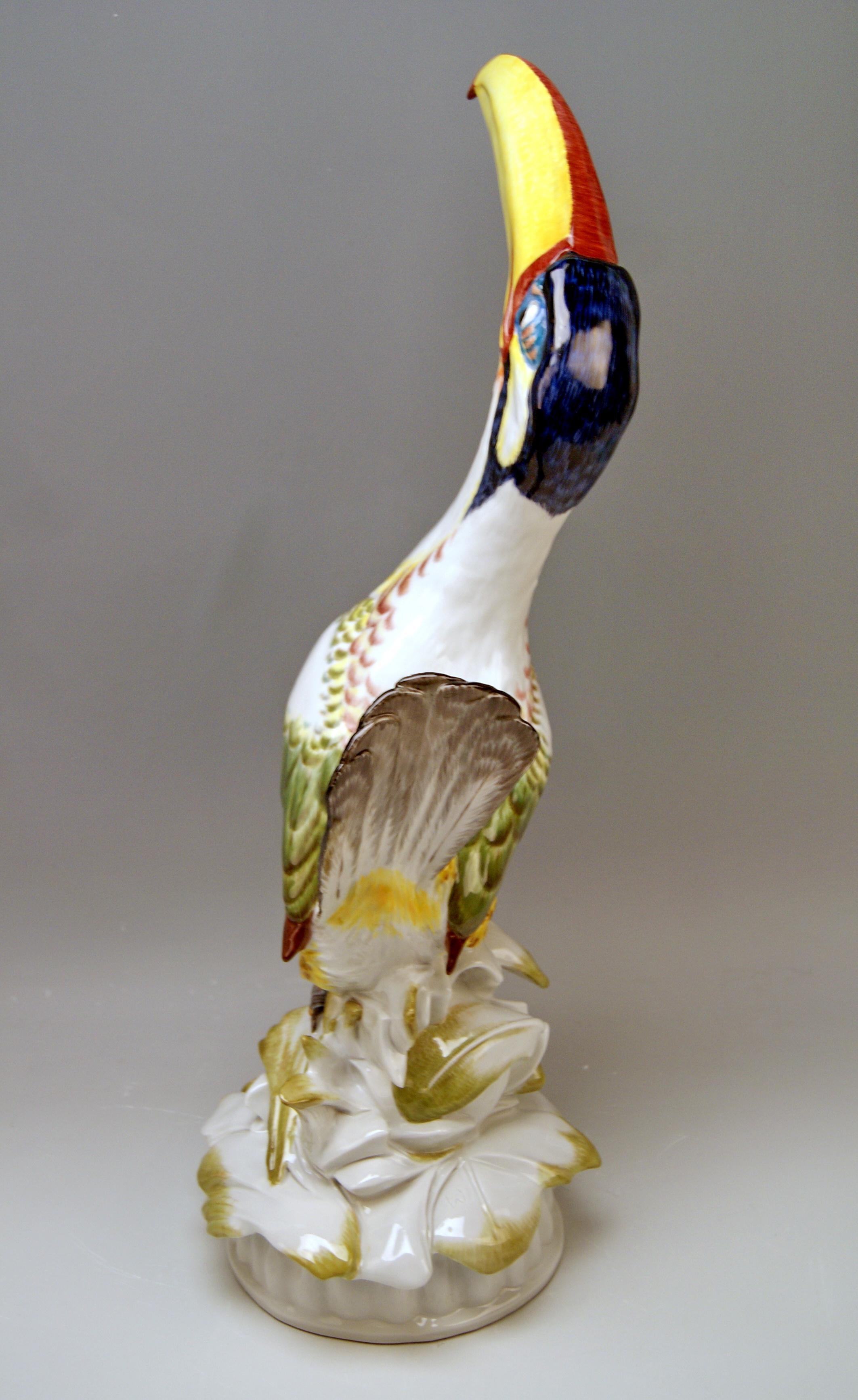 Meissen Tall Guianan Toucanet Art Deco Style 58 Cm Model 76025 Paul Walther 1978 In Excellent Condition In Vienna, AT
