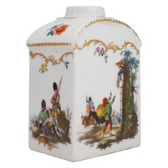 Meissen Tea Canister Painted with Military Scene, c. 1780
