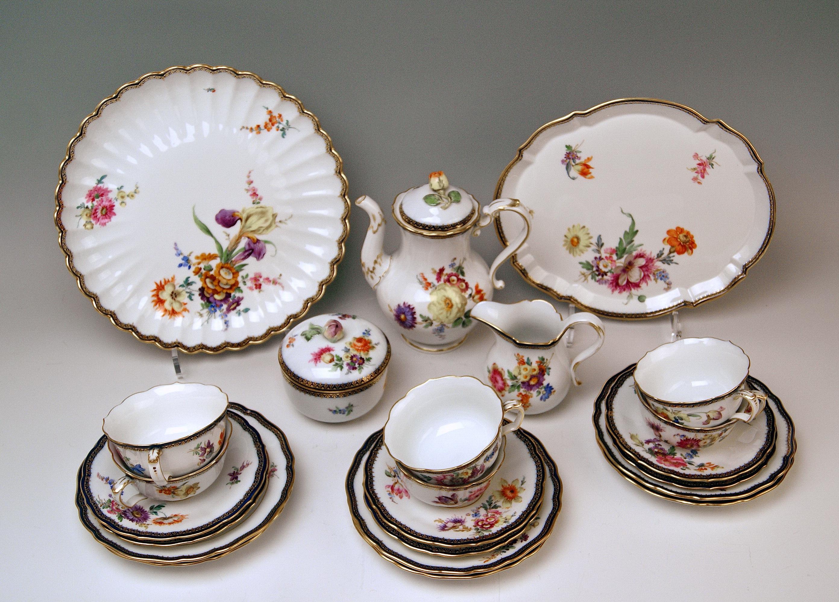 Meissen Tea Set Flower Bouquet Nr. 111120 Six Persons Pfeiffer Period, 1924-1934 2