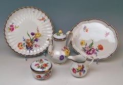 Meissen Tea Set Flower Bouquet Nr. 111120 Six Persons Pfeiffer Period, 1924-1934
