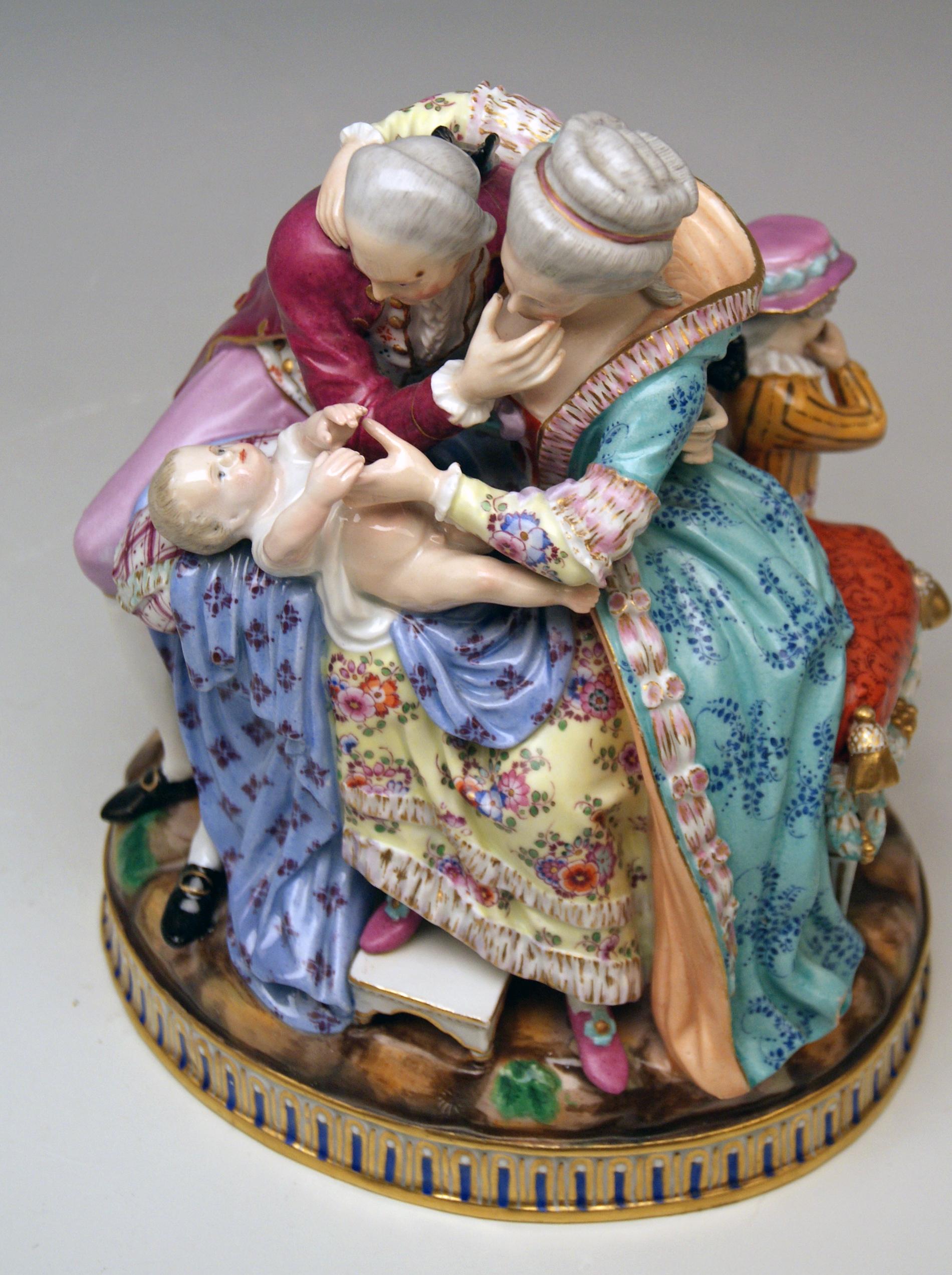 Painted Meissen the Lucky Parents Model E 81 Michel Victor Acier Rococo made c. 1773 For Sale