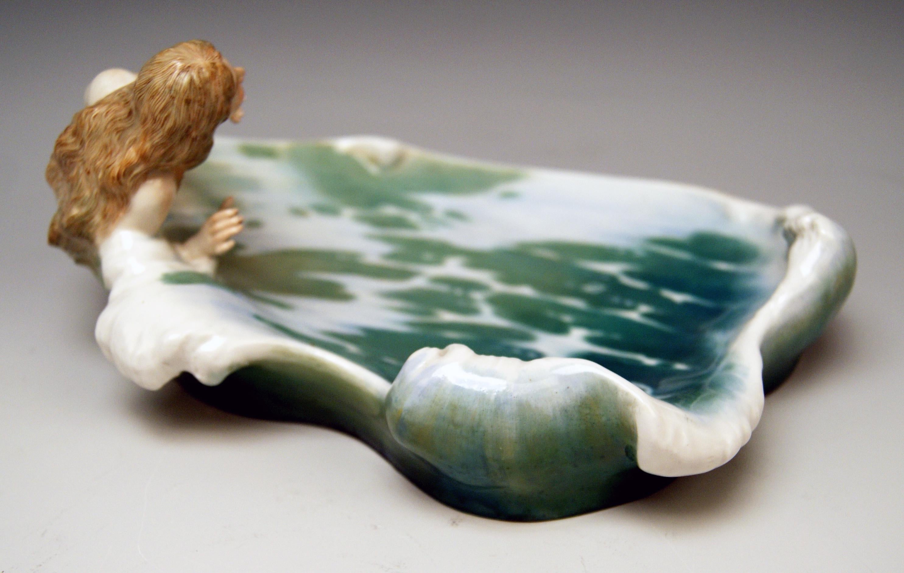 Figurilla de cuenco Art Nouveau Meissen la Ola Henschtel Konrad Q 169, circa 1900 en Excelente estado para la venta en Vienna, AT