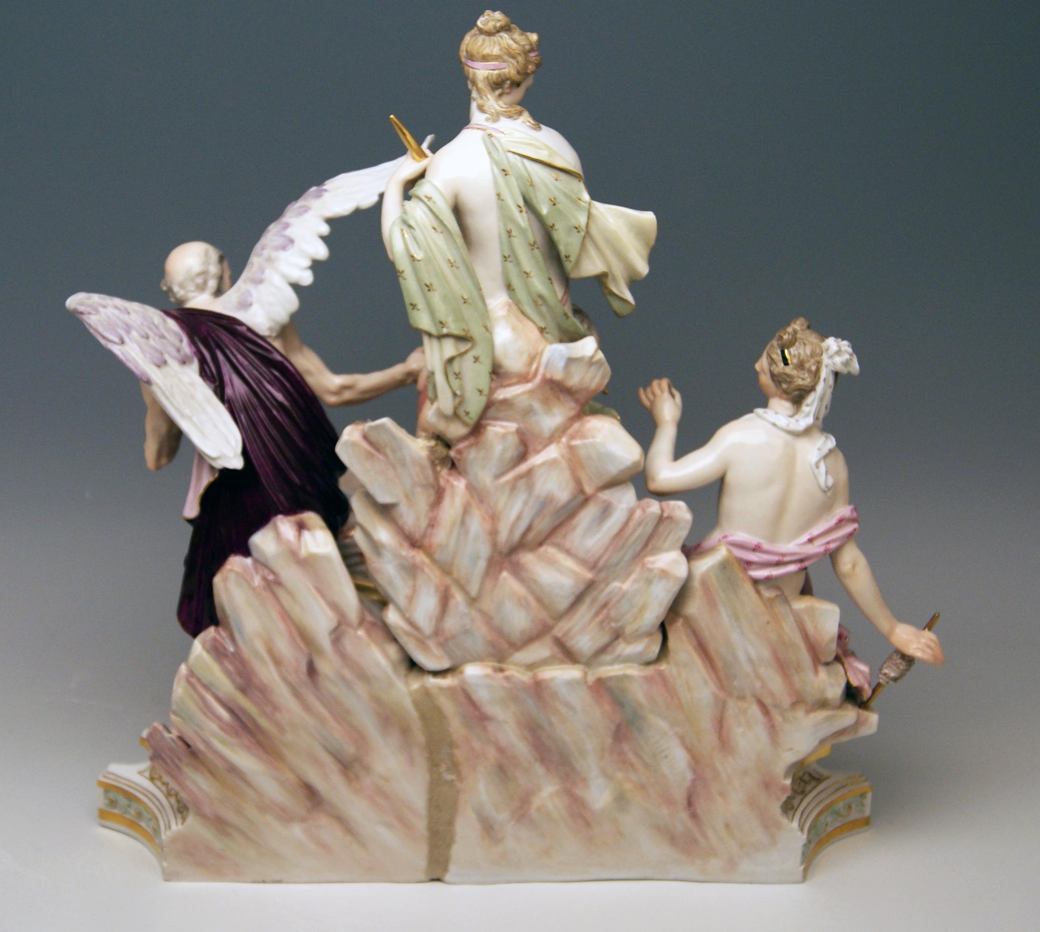 Painted Meissen Three Fates for Czarina Katharina the Great Model 33 Kaendler circa 1880