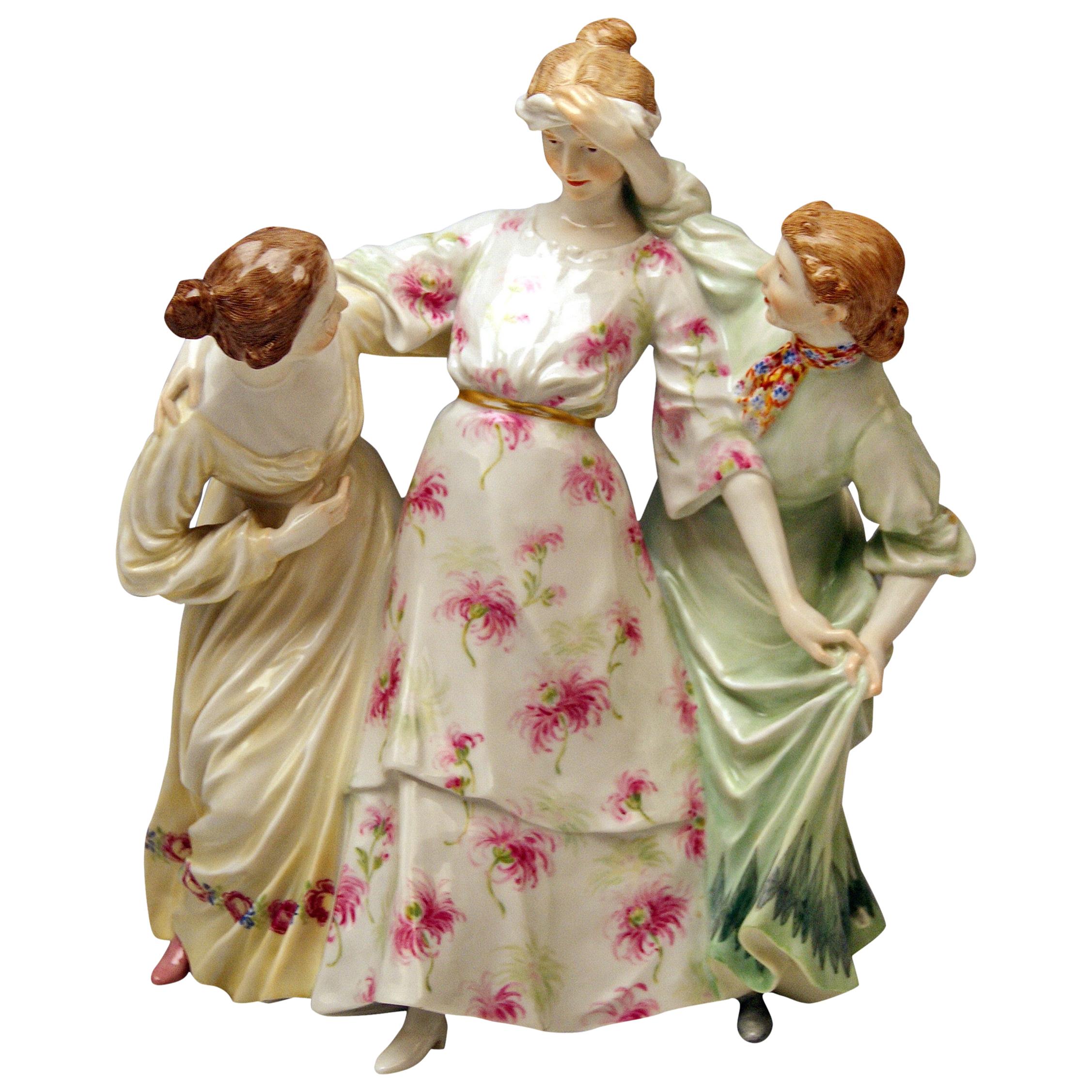 Meissen Tre ragazze che giocano a nascondino di Theodore Eichler Modello W 115
