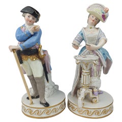 Antique Meissen Time and Patience Pair Figures