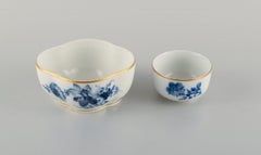 Meissen, Two Bowls Hand-Painted with Blue Flowers and Gold Rim, Late 19th C