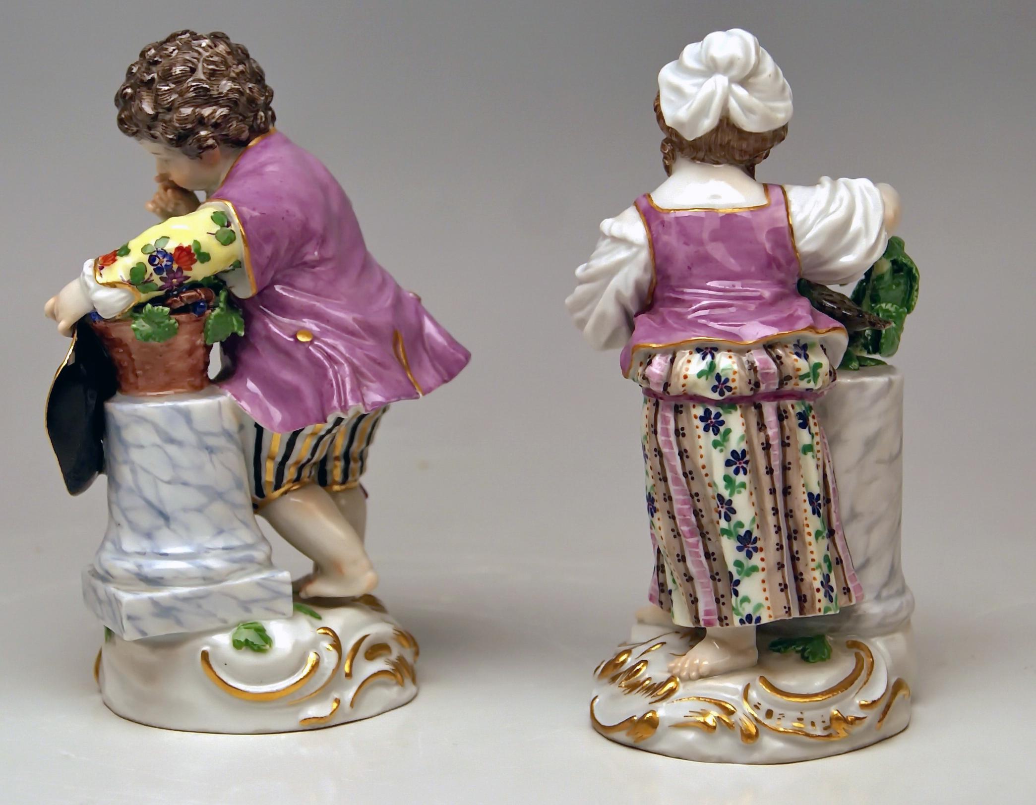 Rococo Figurines des saisons de Meissen Deux enfants The Fall Modèle F 24 Acier, vers 1870 en vente