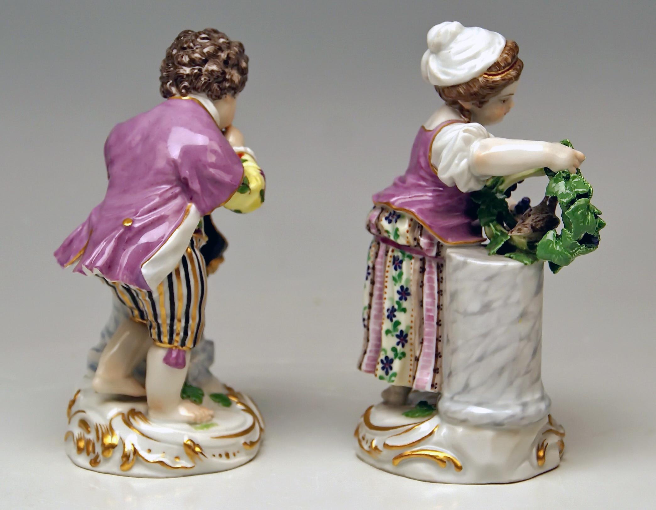 Allemand Figurines des saisons de Meissen Deux enfants The Fall Modèle F 24 Acier, vers 1870 en vente