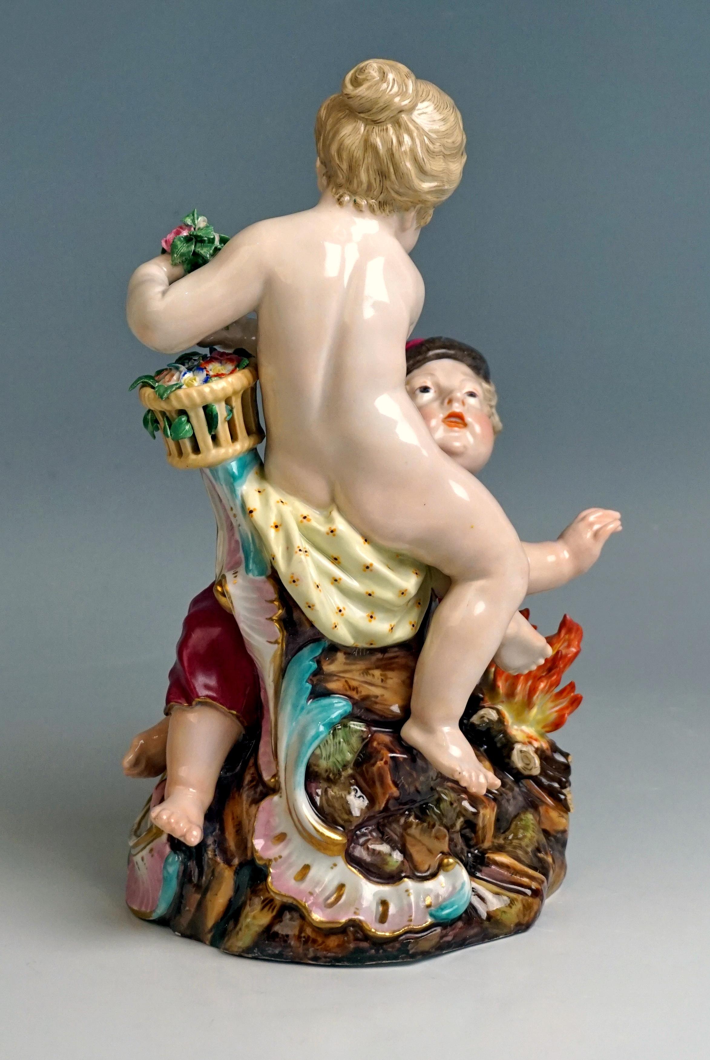 Meissen Zwei Figurengruppen Vier-Jahreszeiten-Allegorien von Kaendler:: um 1850 (Rokoko) im Angebot