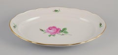 Meissen, two large oval "Pink Rose" serving platters in porcelain.