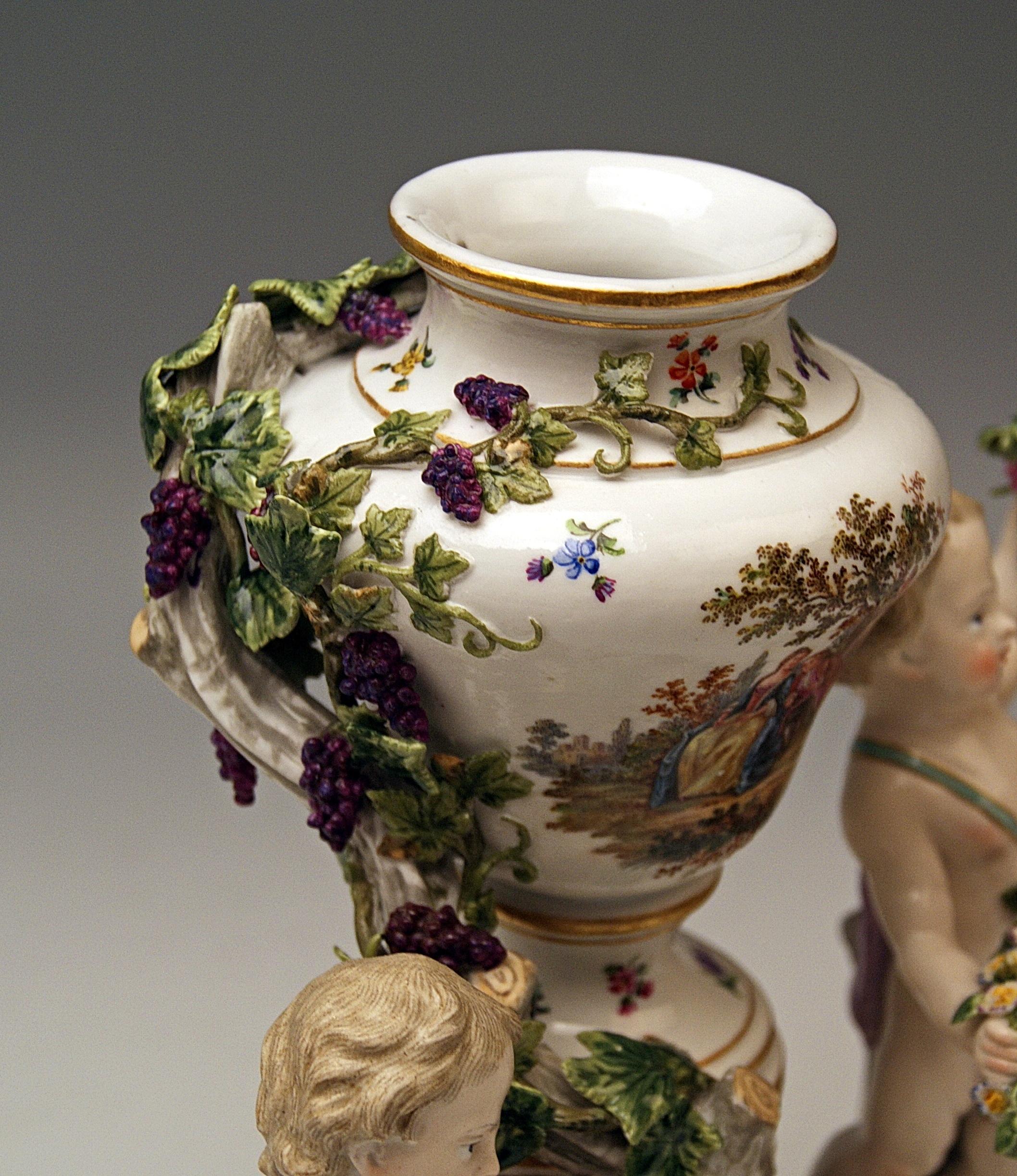 Meissen Urn Vase with Two Cherubs by Kaendler Model 1009 Made circa 1830-1840 2