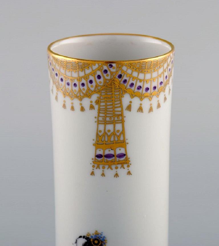 Hand-Painted Meissen Vase in Porcelain with Motifs from One Thousand and One Night