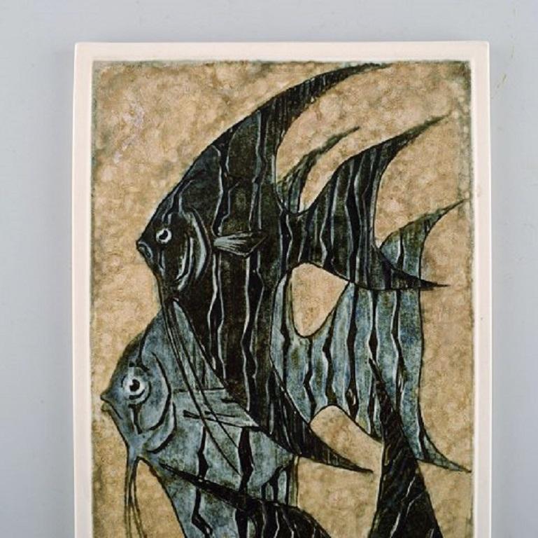 Meissen wall plaque in glazed porcelain with fish motif, 1950s-1960s.
Measures: 28 x 16 cm.
In very good condition.
Stamped.