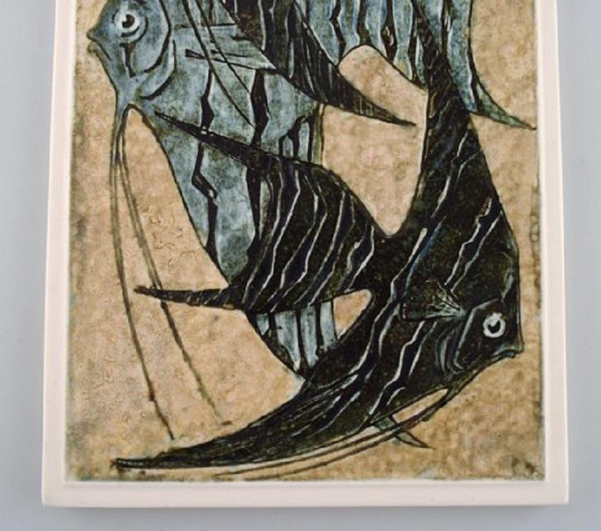 German Meissen Wall Plaque in Glazed Porcelain with Fish Motif, 1950s-1960s