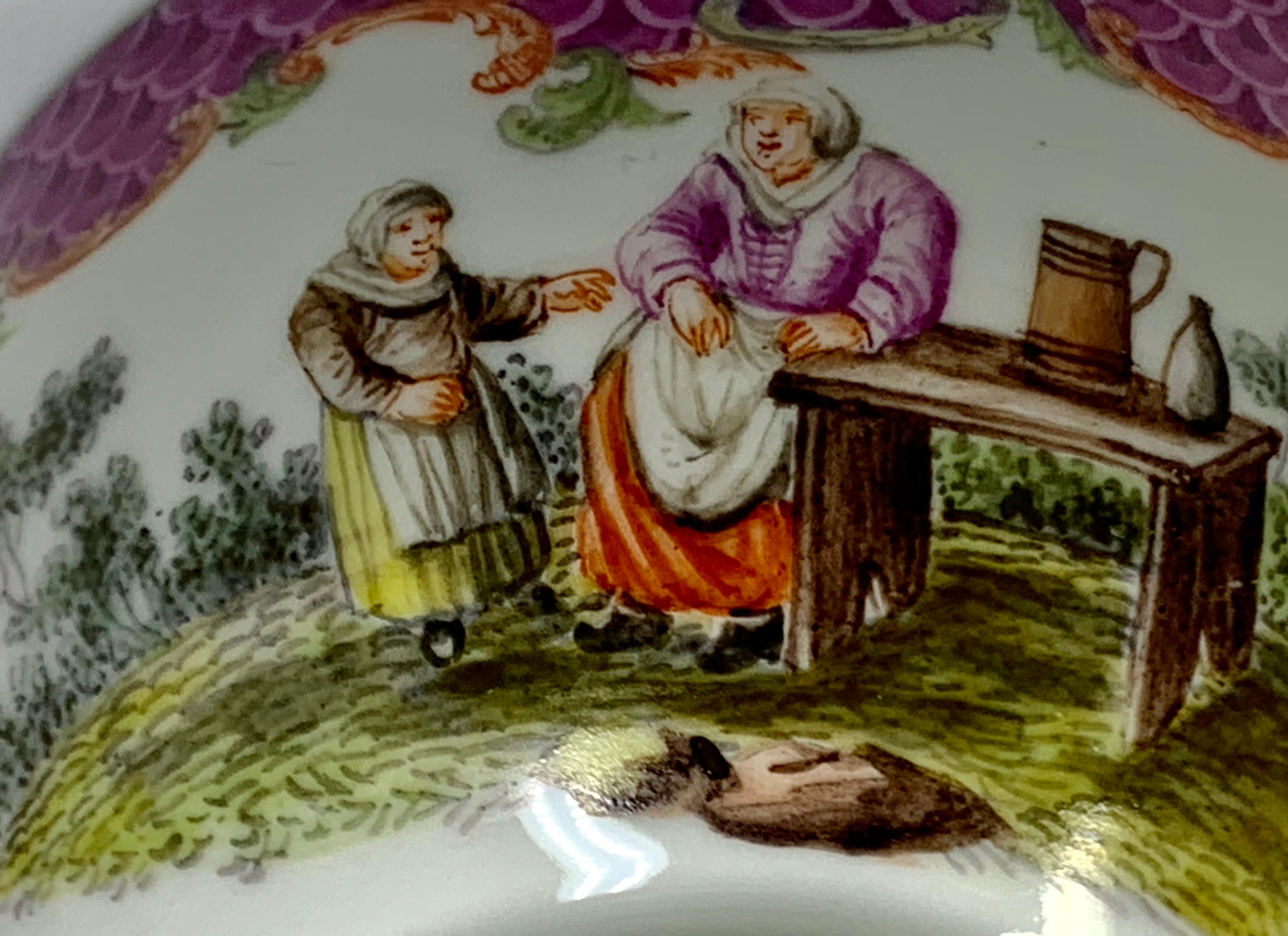 Meissen Watteauesque Teabowl& Saucer, Circa 1740 6