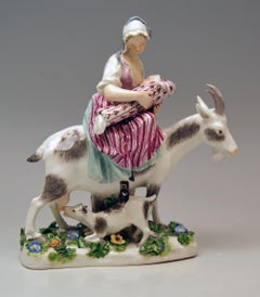 Meissen Wife of Tailor on Goat Model 155 by Eberlein, circa 1850
