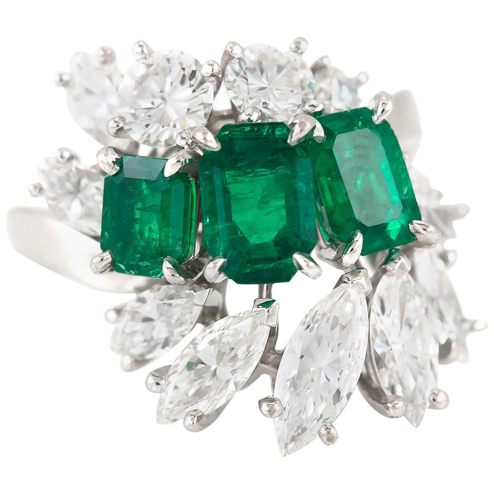 Meister 2.32 Carat Emeralds 2.84 Carat Diamonds Ring