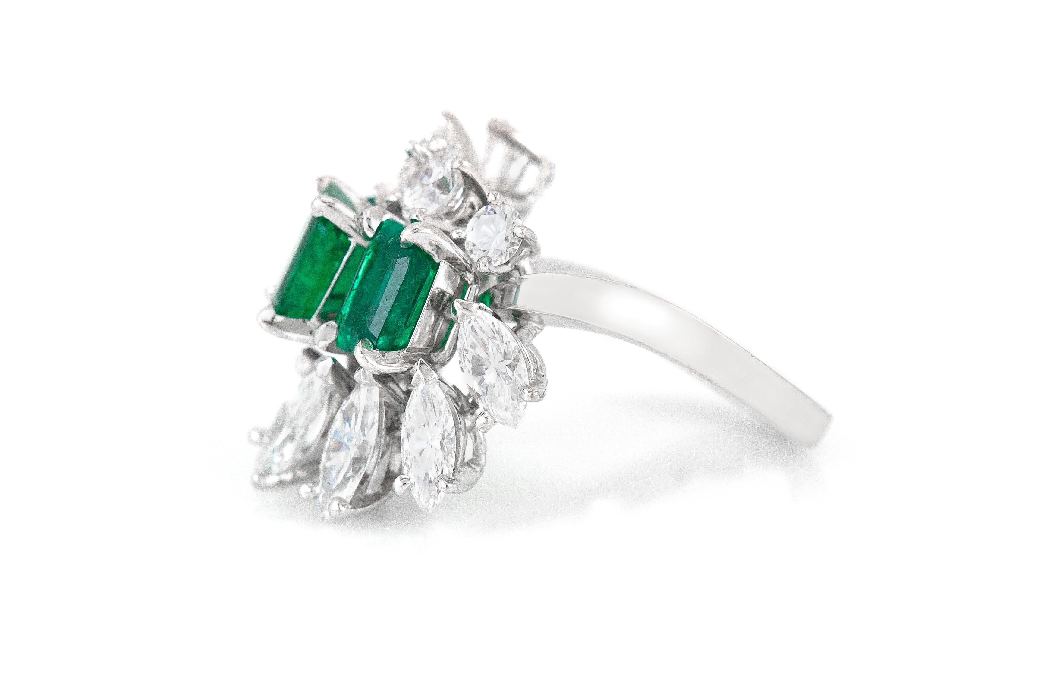 Meister 2.32 Carat Emeralds 2.84 Carat Diamonds Ring In Excellent Condition For Sale In New York, NY