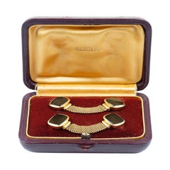 Vintage Meister “Around the Cuff” Links, Onyx Set in 18k Gold, Swiss/ German, circa 1950