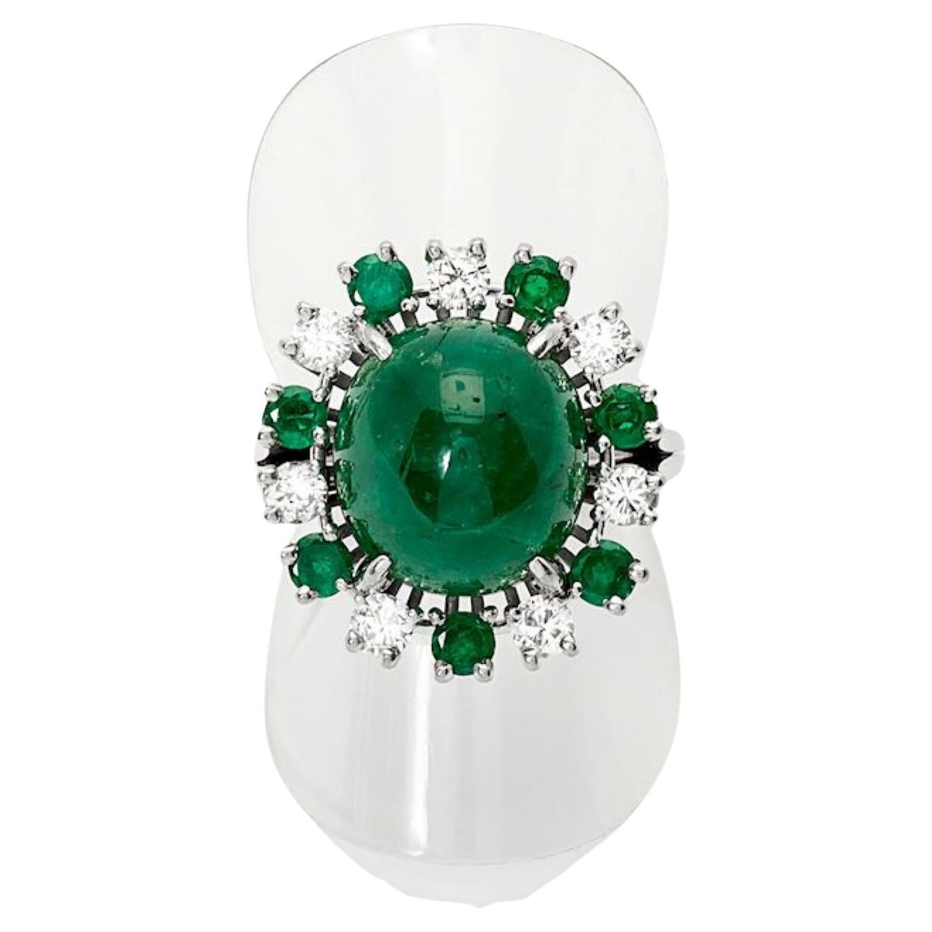 MEISTER GIA Certified 9.25 Carat Emerald and Diamond Ring For Sale