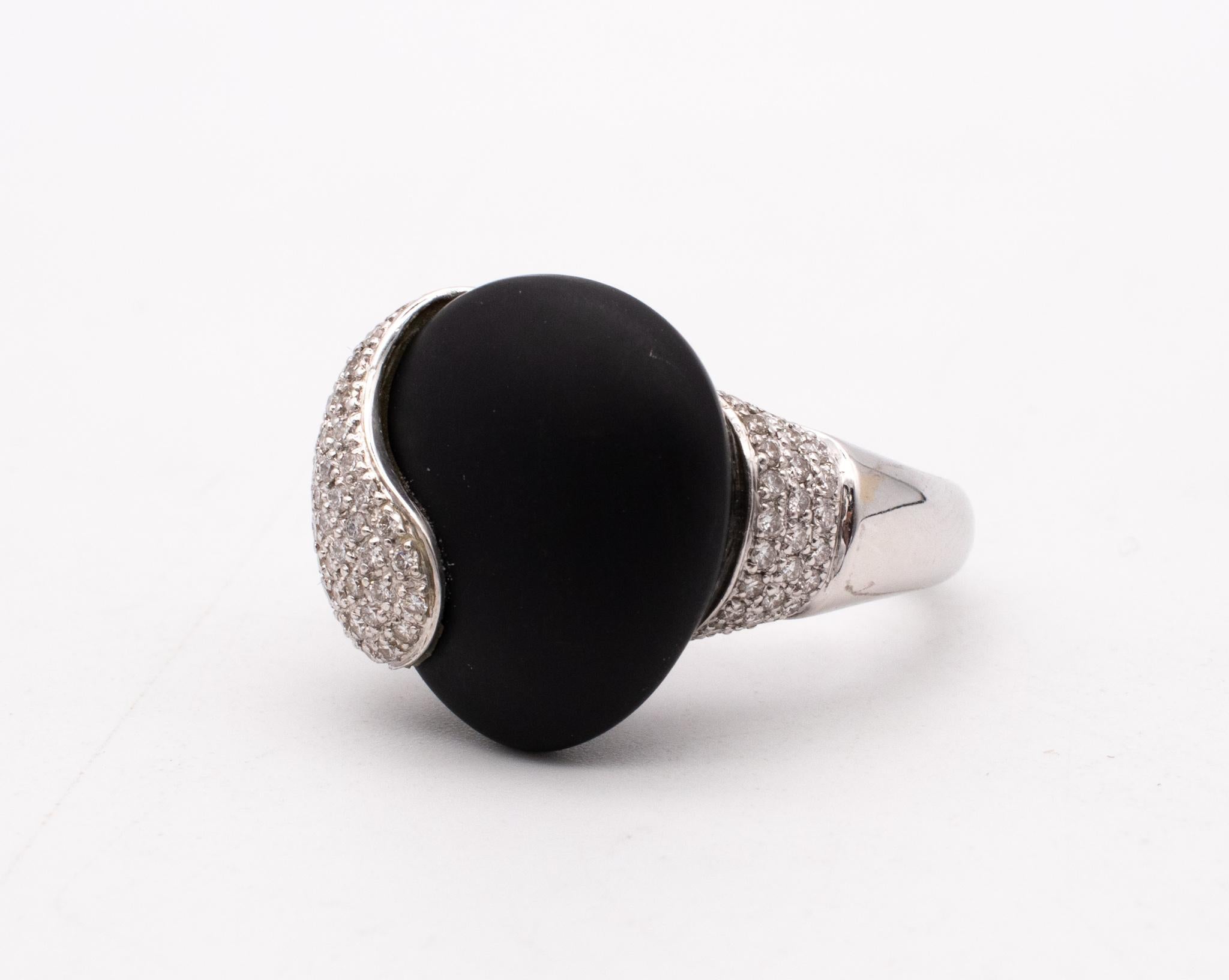 Meister of Zurich 18kt White Gold Ring with VS Diamonds and Frosted Black Onyx 3