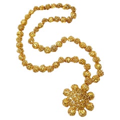 MEISTER Textured Gold Foliate Pendant Necklace