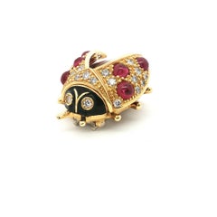 Meister Zürich Lucky Ladybug Ruby Brooch in 18K Yellow Gold