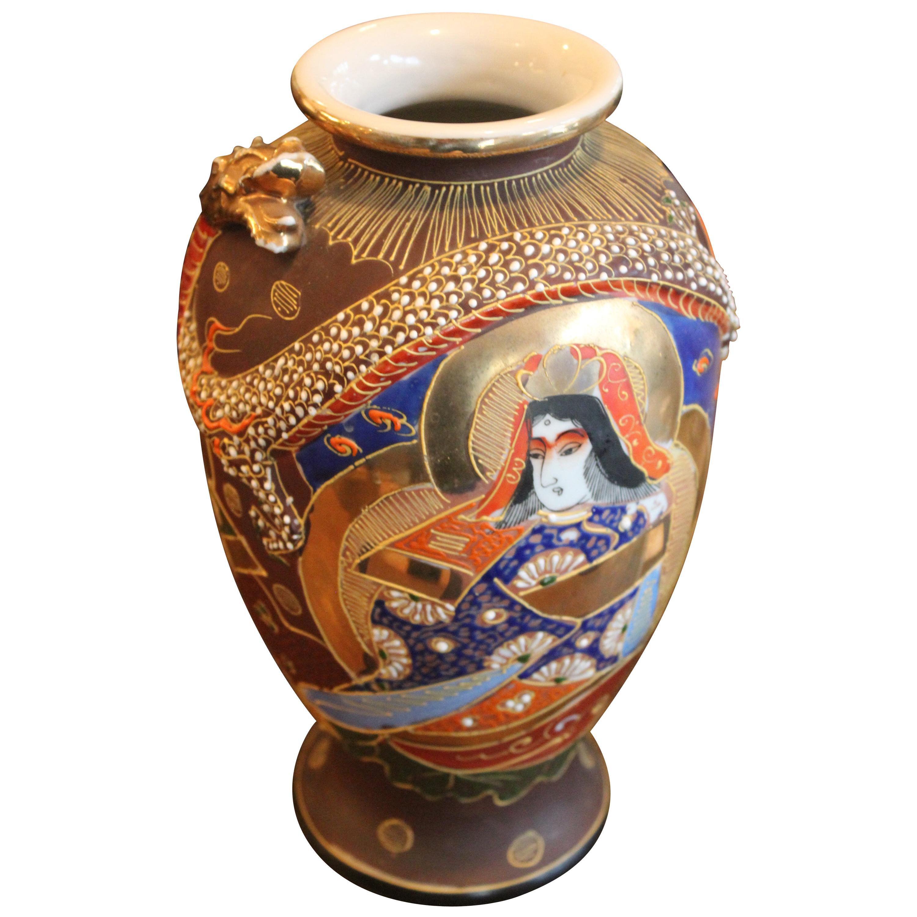 Große japanische Vase Porzellan handbemalt Signatur Satsuma Japan RK264 