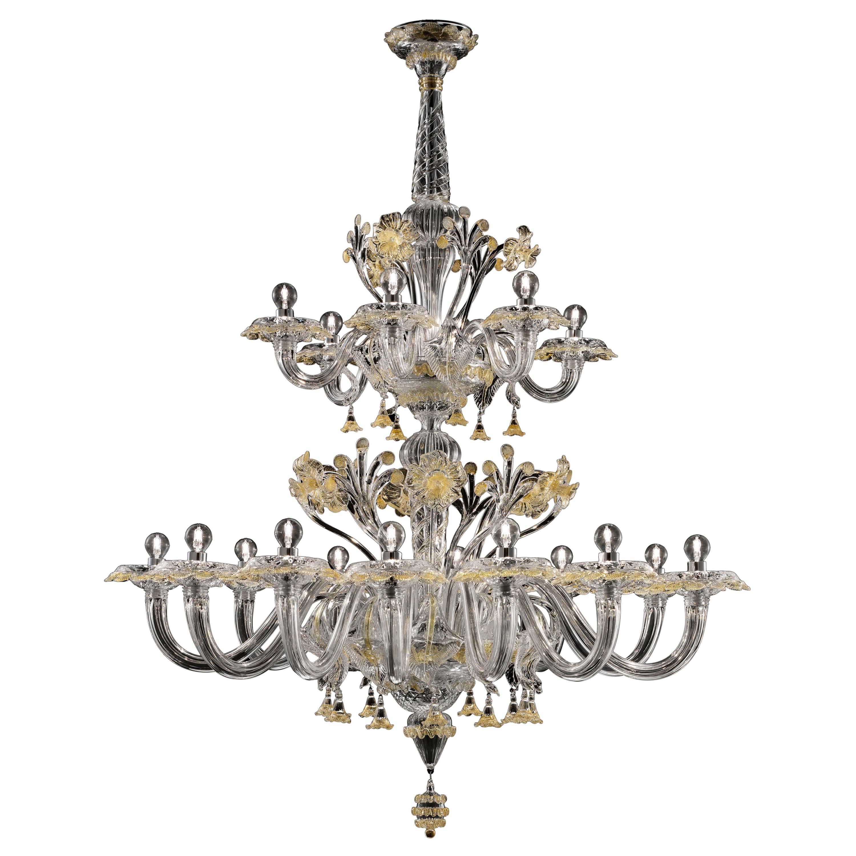 Yellow (Crystal Gold Decoration_DO) Meknes 4797 18 Chandelier in Glass, by Barovier&Toso